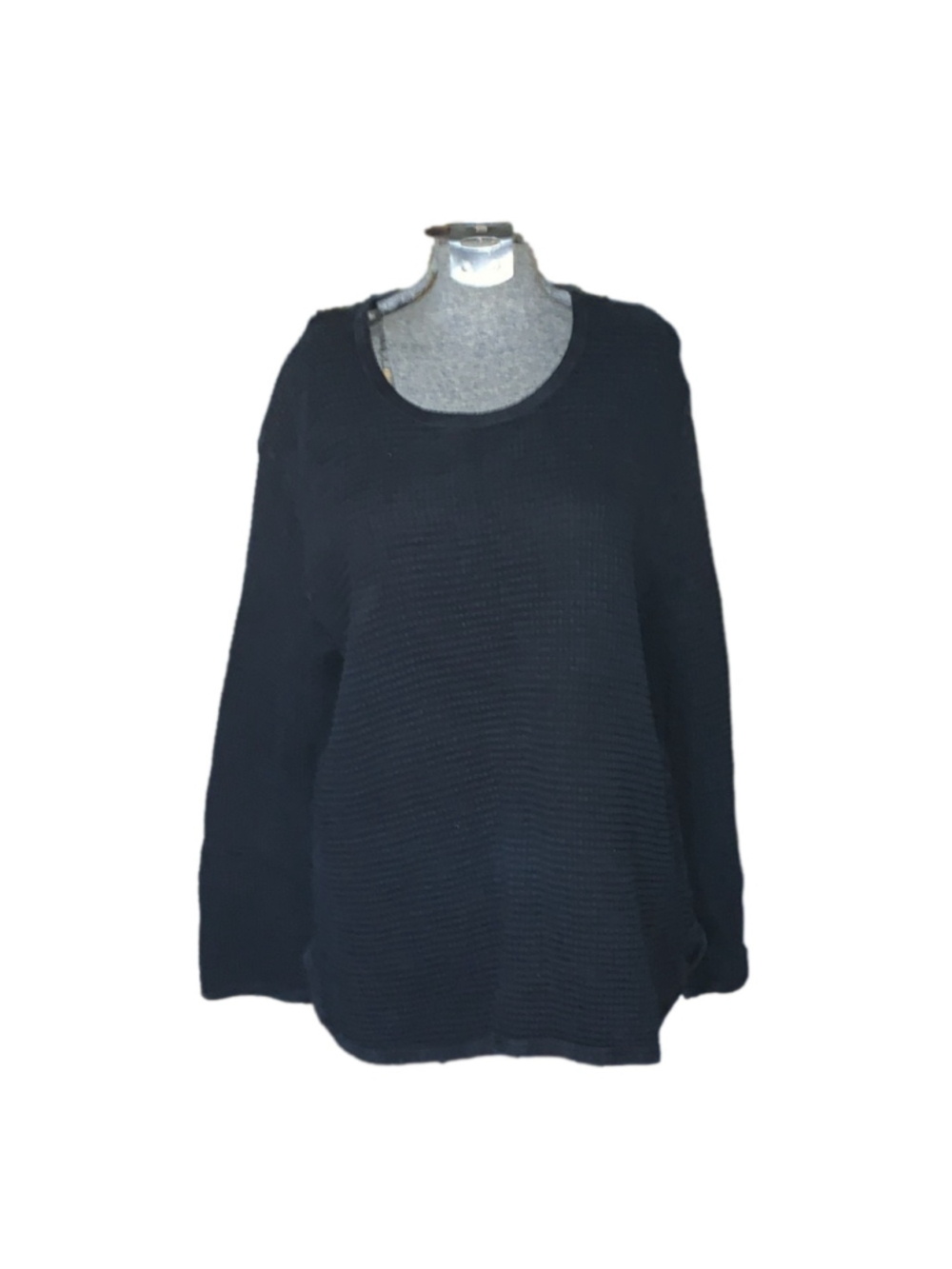 Focus Black Waffle Knit Long Sleeve Shirt Large